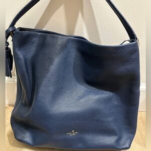 Blue leather shoulder bag